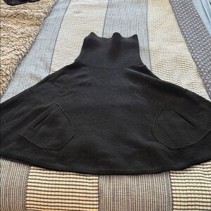 Black Knit Poncho with Pockets